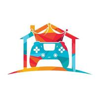 design de logotipo de vetor do rei do jogo. gamepad com design de ícone de vetor de coroa.