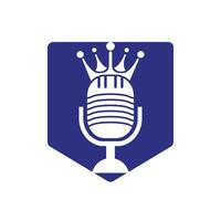 design de logotipo de vetor de rei de podcast.