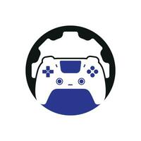 modelo de design de logotipo de vetor de reparo de videogame. gamepad com design de vetor de ícone de engrenagem.