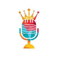 design de logotipo de vetor de rei de podcast.