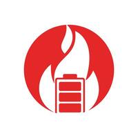 design de logotipo de vetor de fogo de bateria.