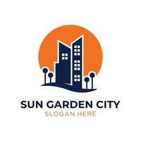 conceito de logotipo minimalista para cidade jardim do sol vetor