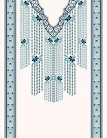 étnico cor azul pescoço bordado vestido padrão floral sobre fundo branco. bela arte tribal estilo feminino. vetor