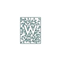 logotipo simples da letra w no conceito de design inicial de ornamento floral vetor