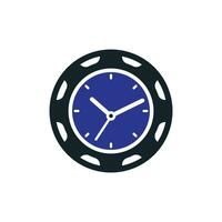 design de logotipo de vetor de tempo de serviço. engrenagem e design de vetor de ícone de relógio analógico.