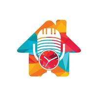 modelo de design de logotipo de vetor de tempo de podcast.