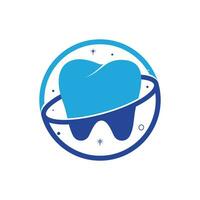 design de logotipo de vetor de planeta dental. conceito de logotipo de vetor de clínica odontológica.