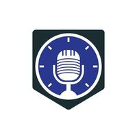 modelo de design de logotipo de vetor de tempo de podcast.