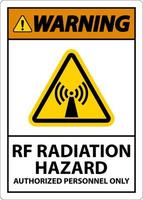 aviso perigo de radiação rf autorizado apenas assinar em fundo branco vetor
