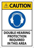 cuidado duplo sinal de proteção auditiva no fundo branco vetor