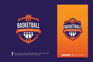 logotipo do clube de basquete, modelo de emblemas de torneio de basquete. identidade da equipe esportiva, ilustrações vetoriais de design de crachá e-sport