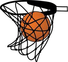 adesivo de uma bola de basquete de desenho animado 12359308 Vetor