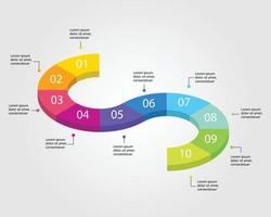 modelo de gráfico de linha do tempo para infográfico para apresentação de 10 elementos vetor