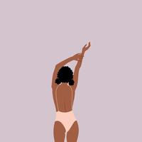 garota de pele escura de vetor em traje de banho. AME seu corpo. ilustração vetorial plana. ilustração vetorial na moda para web, app.
