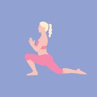 uma garota fazendo yoga.the conceito de esporte, ginásio, ioga, pilates, fitness. estilo de vida saudável. benefícios para a saúde do corpo, mente e emoções. ilustração vetorial. vetor