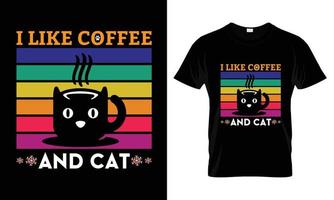 eu gosto de design de camiseta de café e gato vetor