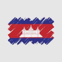 pinceladas de bandeira do camboja. bandeira nacional vetor