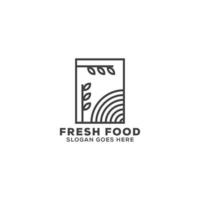 inspiração de design de logotipo de alimentos frescos de contorno simples, vetores de design criativo de logotipo de alimentos orgânicos