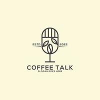 café e design de logotipo de podcast com estilo de contorno, pode usar ilustração vetorial de bebida vetor