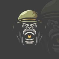 logotipo da mascote do soldado gorila vetor