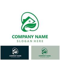 modelo de design simples de ecologia criativa amigável de logotipo verde para casa vetor