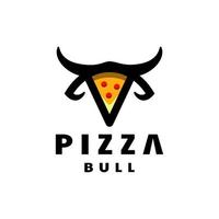 combinações de touro e pizza, em fundo branco, design de logotipo vetorial editável vetor