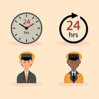 ícones de serviço de táxi 24 horas vetor