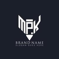 design de logotipo de carta mpk em fundo preto. conceito de logotipo de letra de letras de lápis de monograma criativo mpk. mpk design de logotipo de vetor abstrato plano moderno exclusivo.