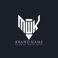 design de logotipo de letra mwk em fundo preto. conceito de logotipo de letra de letras de lápis monograma criativo mwk. mwk design de logotipo de vetor abstrato plano moderno exclusivo.