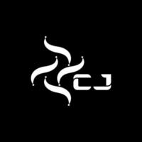 design de logotipo de carta cj em fundo preto. conceito de logotipo de letra minimalista de tecnologia criativa cj. cj design de logotipo de carta de vetor abstrato plano moderno exclusivo.