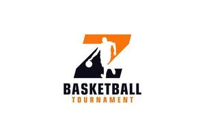 letra z com design de logotipo de basquete. elementos de modelo de design vetorial para equipe esportiva ou identidade corporativa. vetor