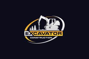 vetor de modelo de logotipo de escavadeira. vetor de logotipo de equipamento pesado para empresa de construção. ilustração de escavadeira criativa para modelo de logotipo.