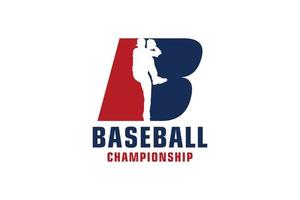 letra b com design de logotipo de beisebol. elementos de modelo de design vetorial para equipe esportiva ou identidade corporativa. vetor