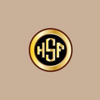 design de logotipo de carta hsf criativo com círculo dourado vetor