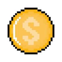 pixel de moeda de dinheiro vetor