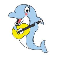 ilustração de desenho animado de golfinho fofo vetor