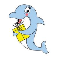 ilustração de desenho animado de golfinho fofo