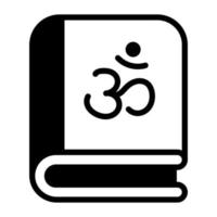 ícone de glifo de vetor de livro hindu. festival hindu, ícone de celebração hindu,