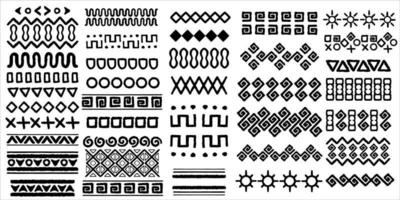 trinta e oito conjunto elemento de mão desenho tribal indiano. vetor