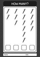 quantos jogo de contagem com caneta. planilha para crianças pré-escolares, folha de atividades para crianças vetor