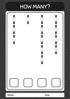 quantos jogo de contagem com relógio. planilha para crianças pré-escolares, folha de atividades para crianças vetor