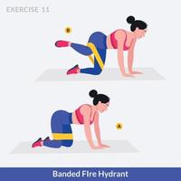 exercício de hidrante em faixas, fitness de treino de mulher, aeróbica e exercícios. vetor