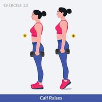 bezerro levanta exercício, fitness de treino de mulher, aeróbica e exercícios.