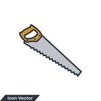 mão viu ilustração em vetor ícone logotipo. modelo de símbolo de ferramenta de carpintaria de serra manual para coleção de design gráfico e web