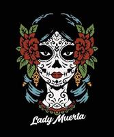 ilustração de estilo vintage lady muerta vetor