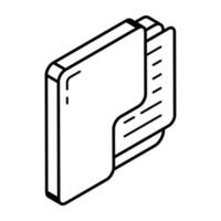 gaveta de livros em ícone isométrico linear vetor