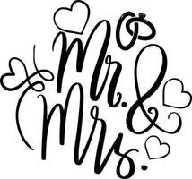 design de letras de casamento nupcial para convite para impressão, cartões, designs de camisetas, etc. vetor