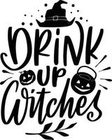 citações de letras de halloween pôster para impressão sacola caneca design de camiseta frases assustadoras bebam bruxas vetor
