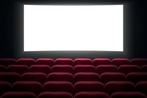 sala de cinema com tela branca vetor