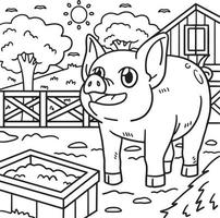 animal porco para colorir para crianças vetor